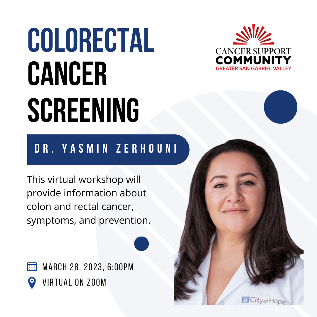 Colorectal Cancer Screening with Dr. Yasmin Zerhouni Cancer Support