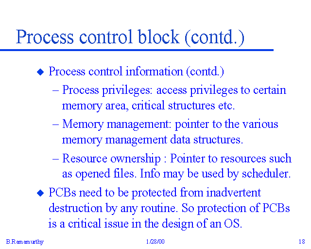Process control block (contd.)