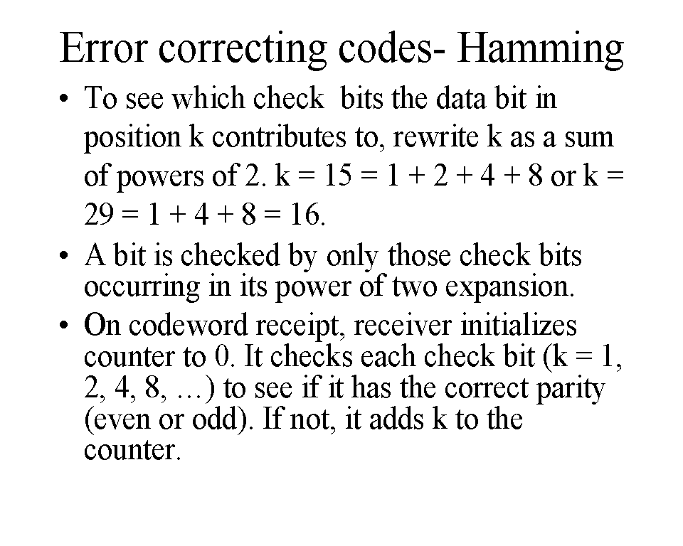 Error correcting codes Hamming
