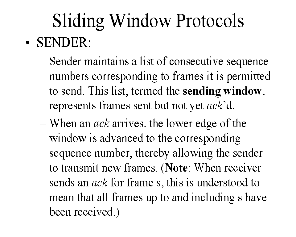Sliding Window Protocols