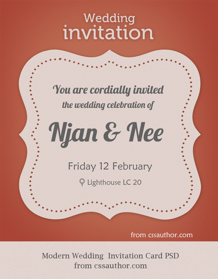Modern Wedding Invitation Card PSD for Free Download Freebie No 59