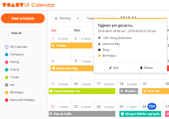 Tui Kalender 2023 Full-Featured Calendar Javascript Library - Tui.calendar | Css Script