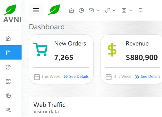 Avni Bootstrap 5 Admin Template Side Nav