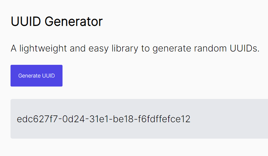 Tiny Random UUID Generator In Vanilla JavaScript giuuid CSS Script