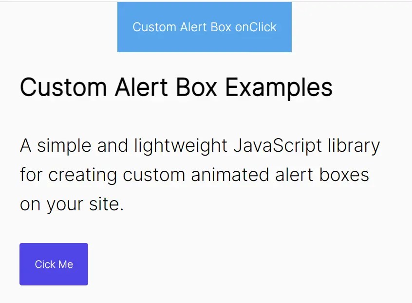 Simple Animated Alert Box In Vanilla JavaScript CSS Script