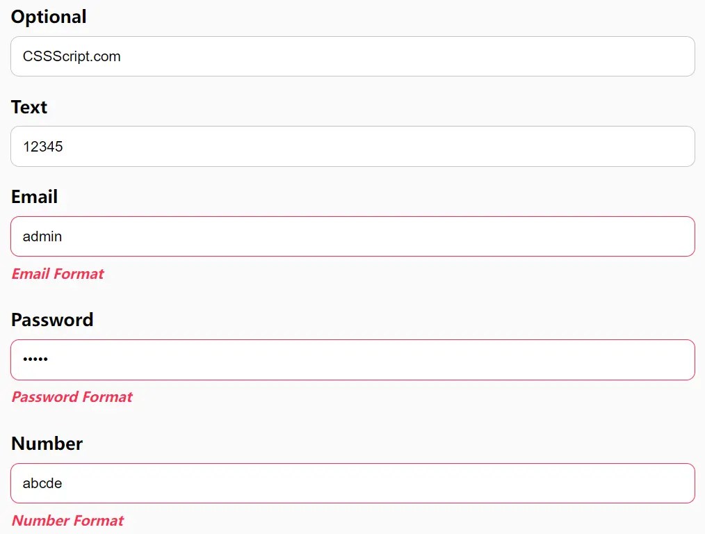 Extendable Auto Form Validation Plugin With Validator.js CSS Script