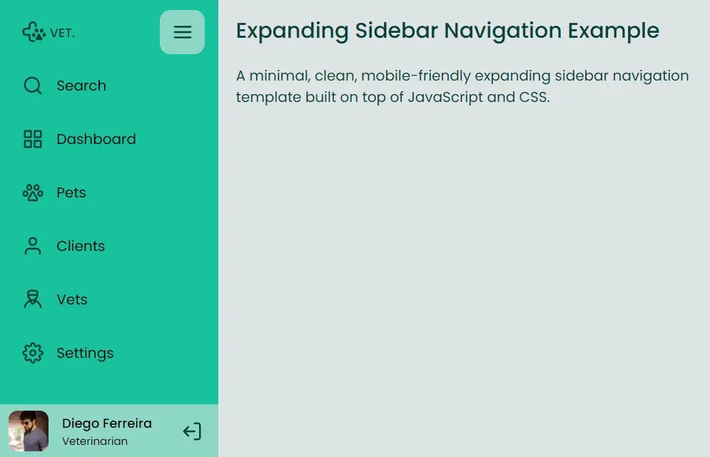 Expanding Sidebar Navigation With JavaScript And CSS CSS Script