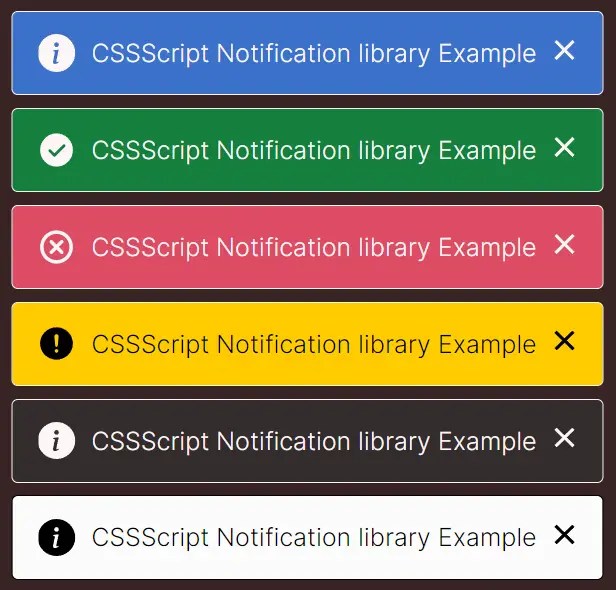 Custom Animated Notification JavaScript Library nolertnotify CSS