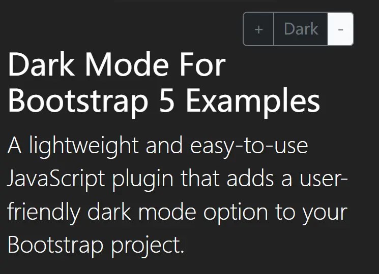Userfriendly Dark Mode Plugin For Bootstrap 5 darkMode.js CSS Script