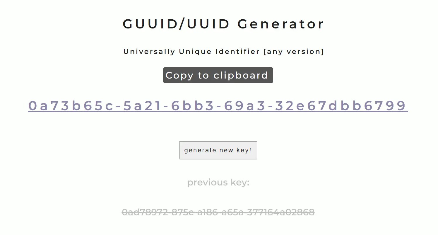 Easy GUID/UUID Generator In Vanilla JavaScript CSS Script
