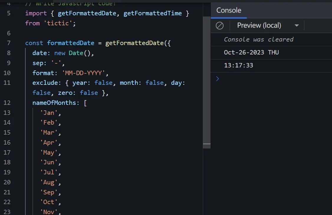 Versatile JavaScript Date/Time Formatting Library Tictic CSS Script