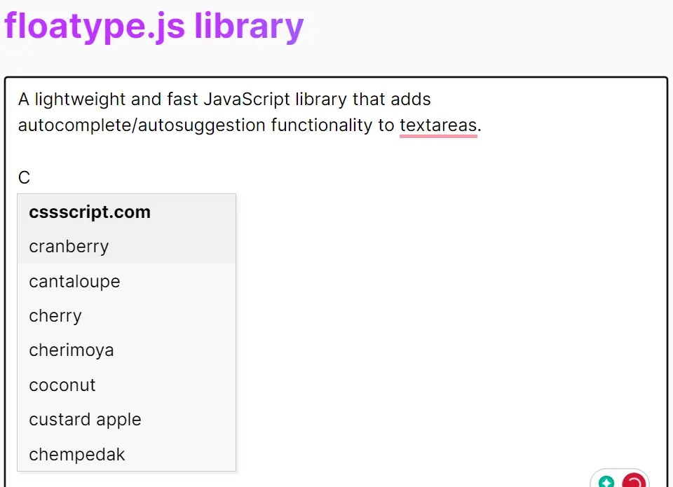 Floating Box For Textarea floatype.js CSS Script
