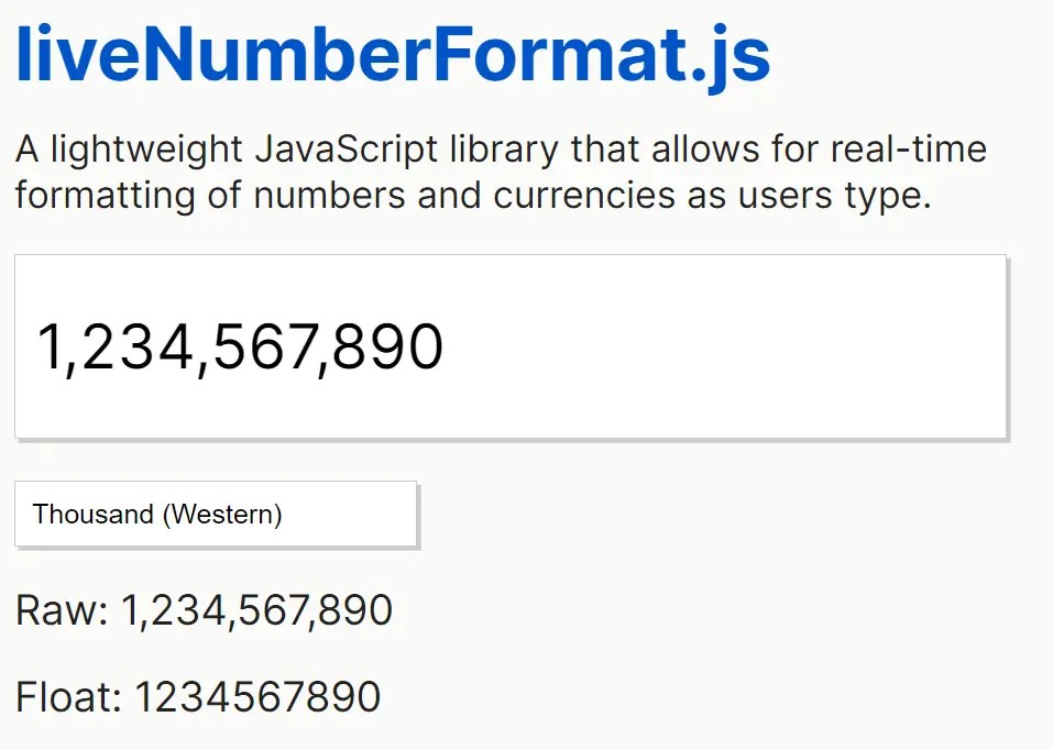 RealTime Number/Currency Formatting With liveNumberFormat.js Library