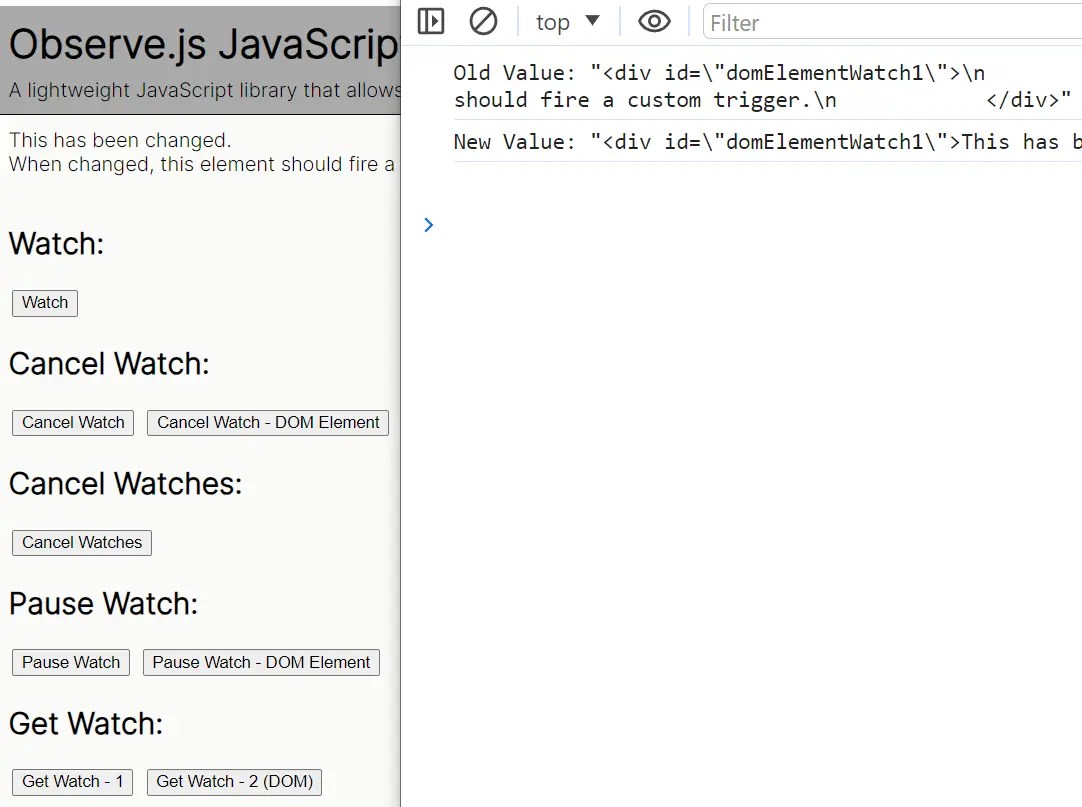 Track Changes To JS Objects & DOM Elements Observe.js CSS Script