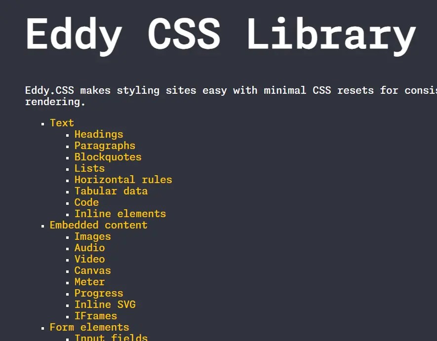 Consistent CrossBrowser Styling with Eddy CSS Reset Library CSS Script