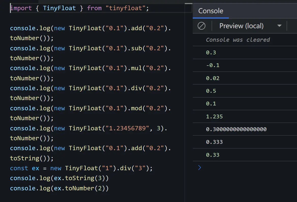 Efficient Decimal Handling In JavaScript TinyFloat.js CSS Script