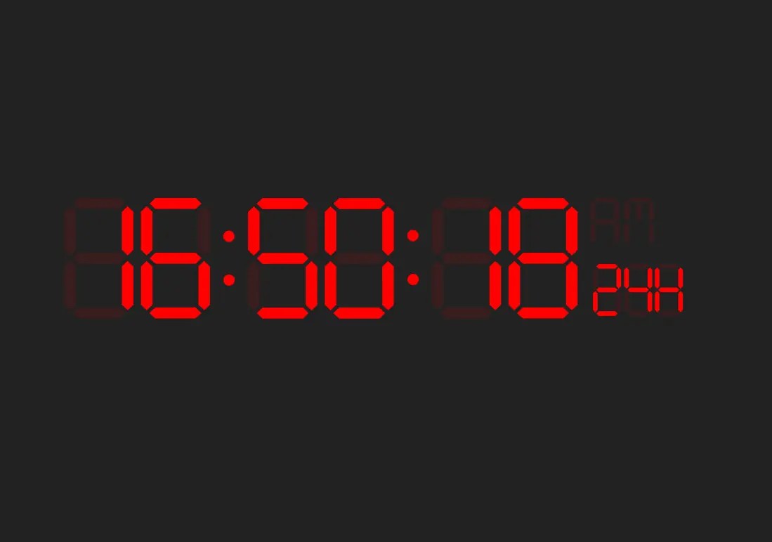 7Segment LED Clock in JavaScript with SVG Digital Clock CSS Script