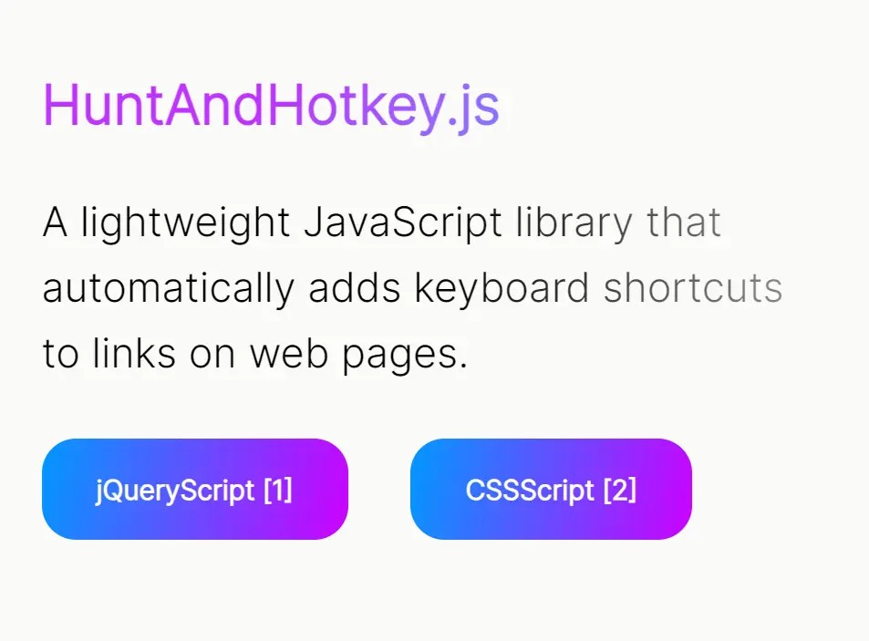 Autoadd Keyboard Shortcuts To Links HuntAndHotkey CSS Script