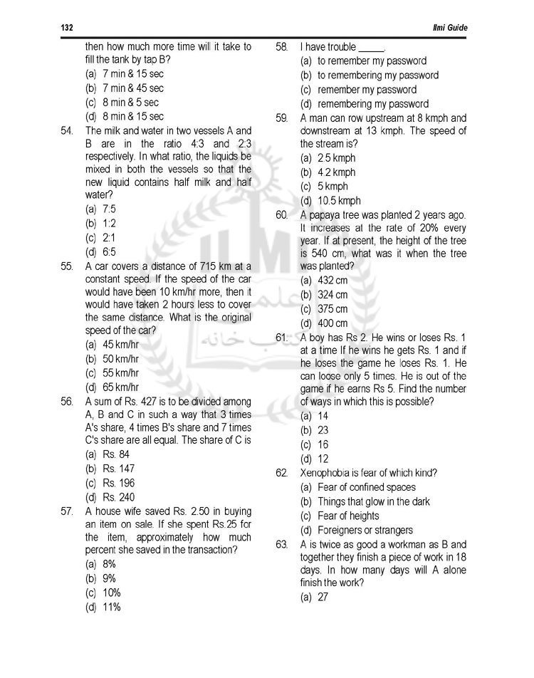 Important Questions for Basic Math & I.Q General Knowledge MCQs