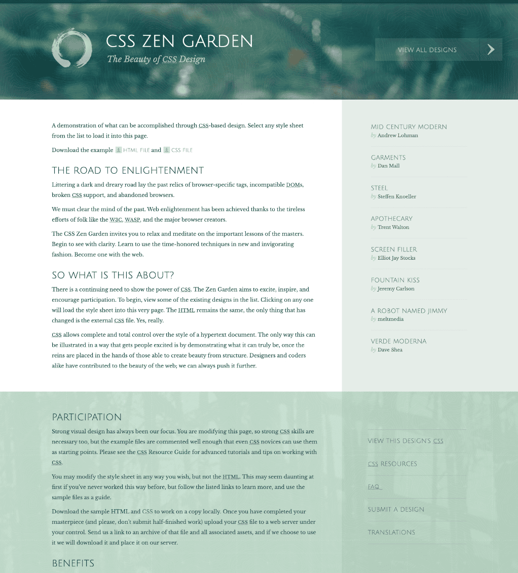 Css Zen Garden Alternative Fasci Garden