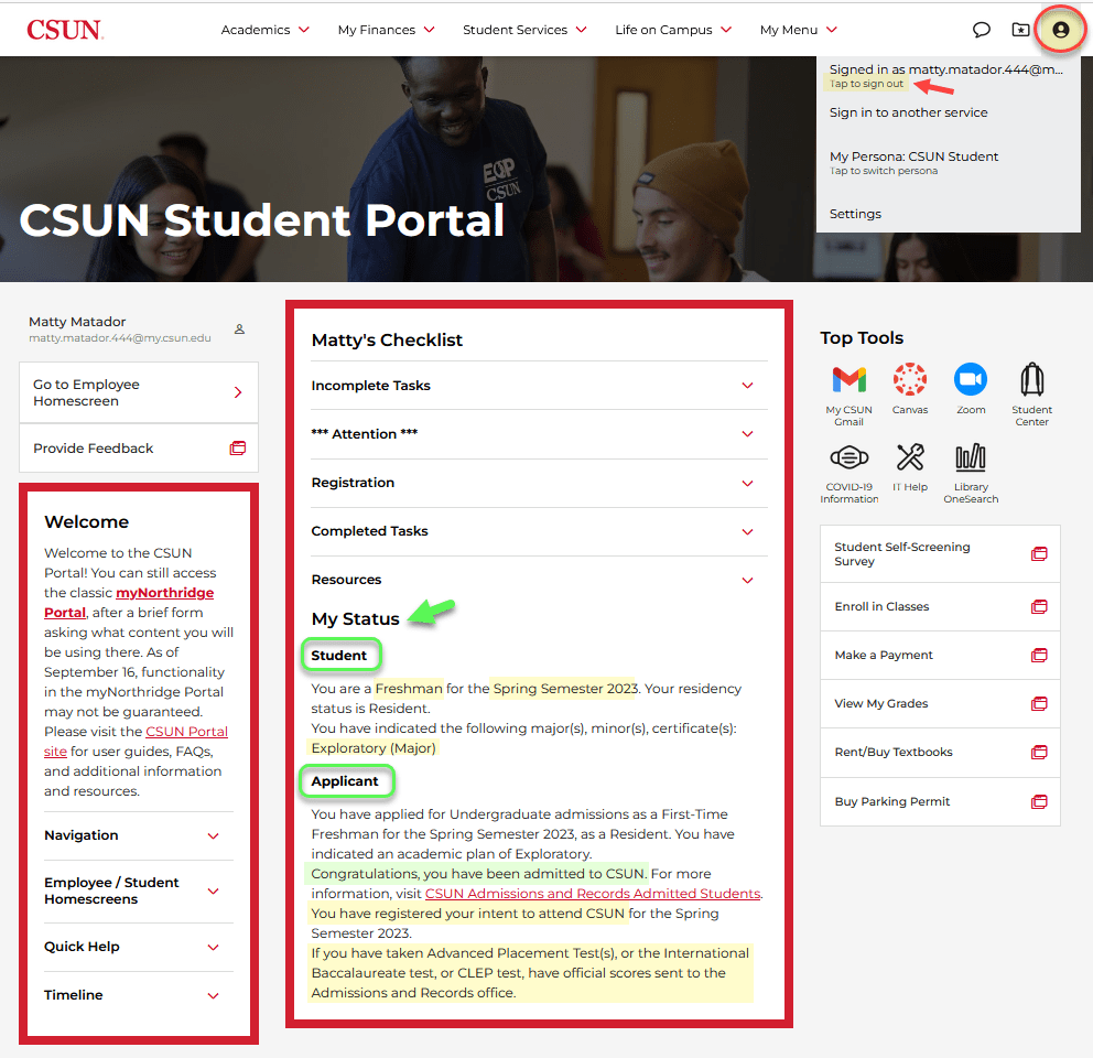 My (Admissions) Checklist California State University, Northridge(04)