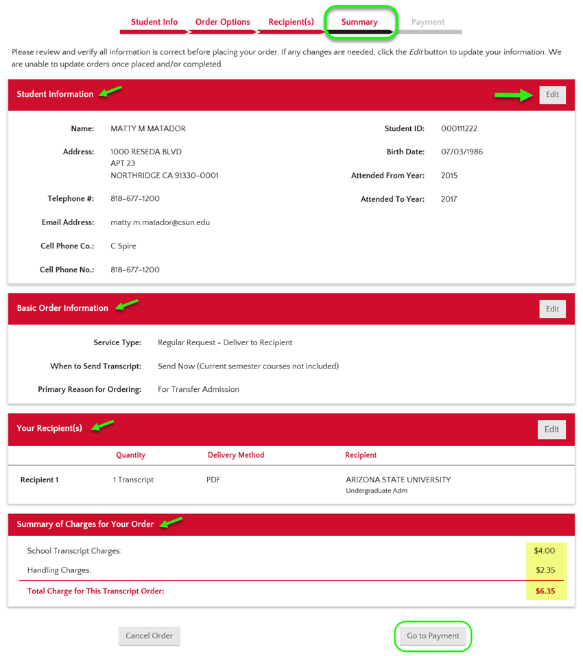 Order Transcripts Online California State University, Northridge