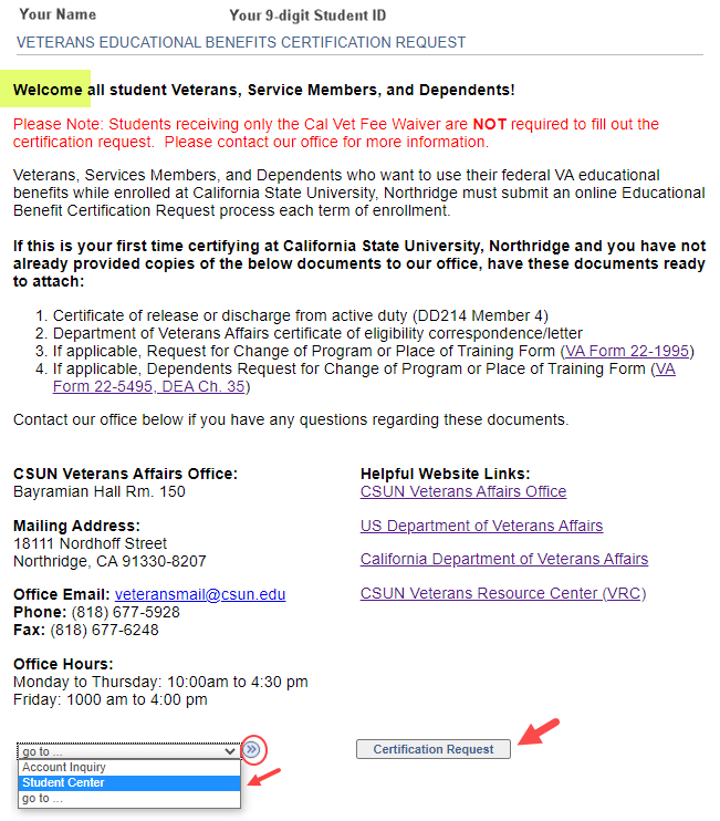 Veterans Educational Benefits Certification California State