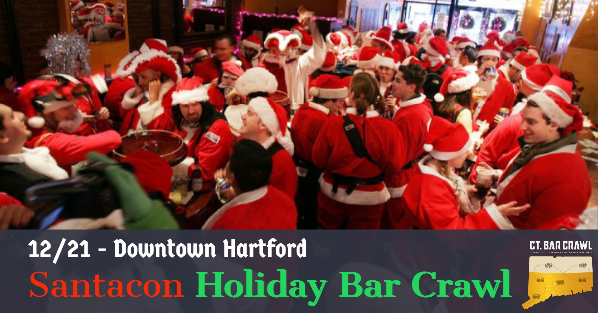 Clarendon Christmas Holiday Bar Crawl 2023 Santacon Holiday Bar Crawl 2019 December 21st Hartford, CT CT BAR