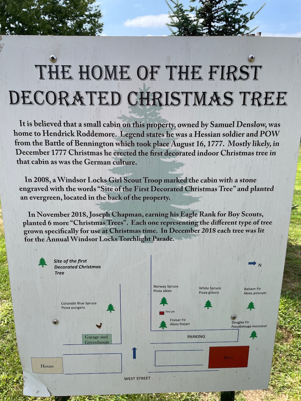 Site of First Christmas Tree in US… Maybe