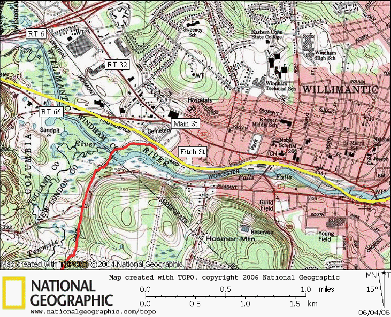 Airline Bike Trail, Willimantic Map