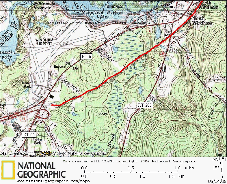 Airline Bike Trail, Willimantic East Map