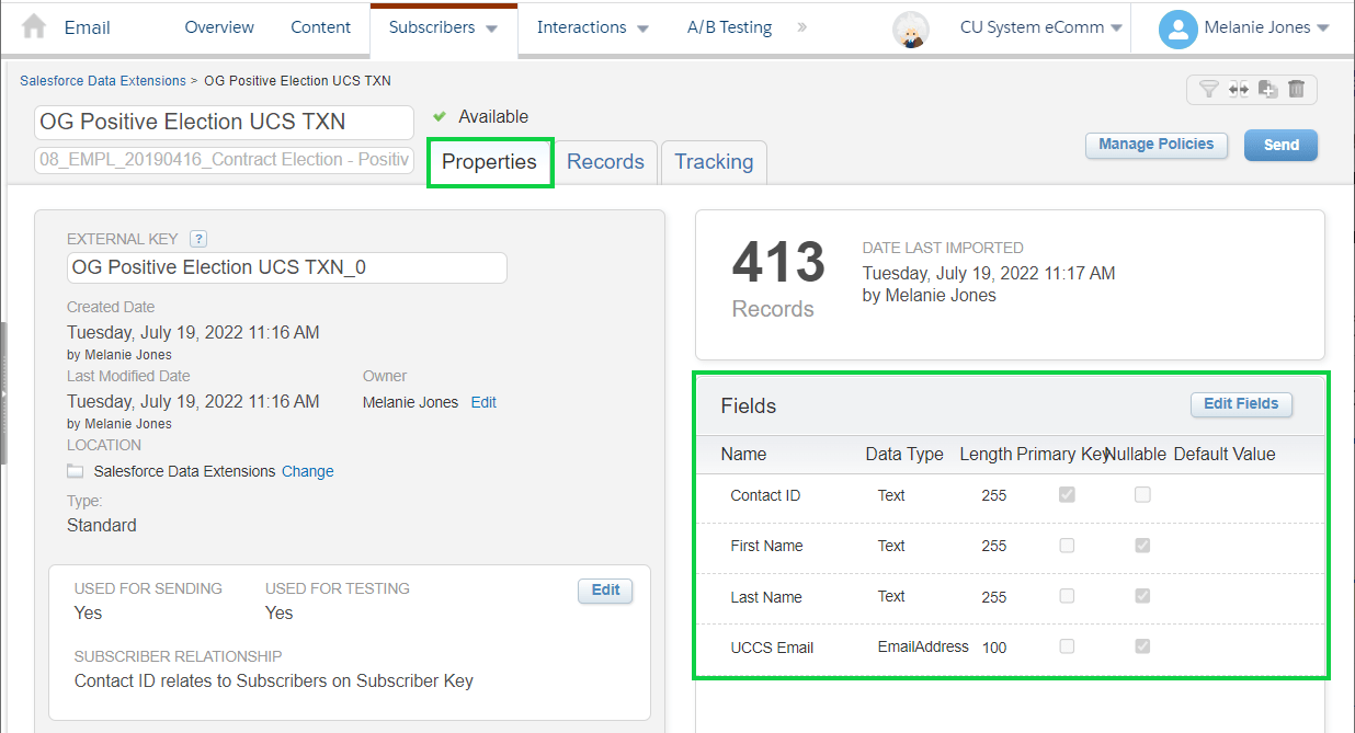 Create Marketing Cloud Data Extensions University of Colorado