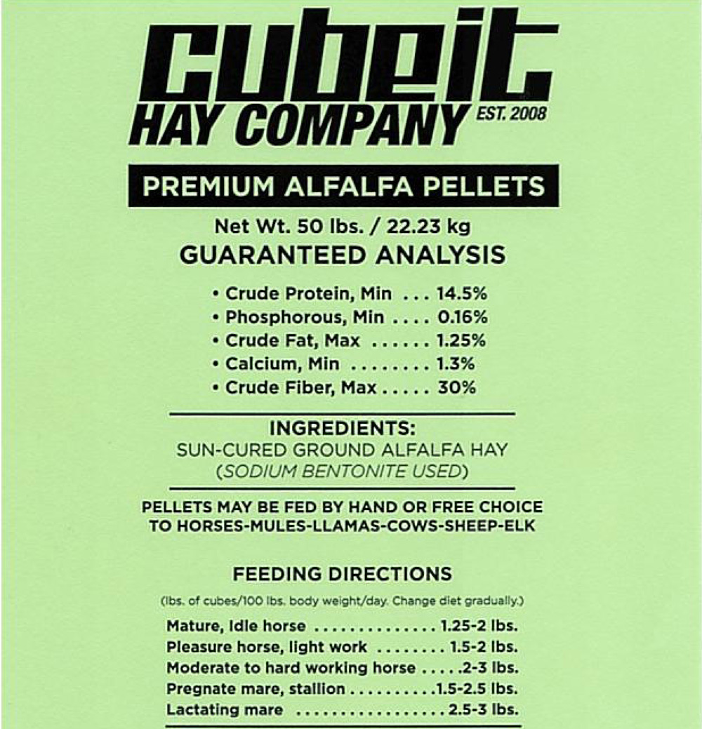 Alfalfa Hay Cubes and Pellets in Bags or Bulk from Cubeit Hay Co.