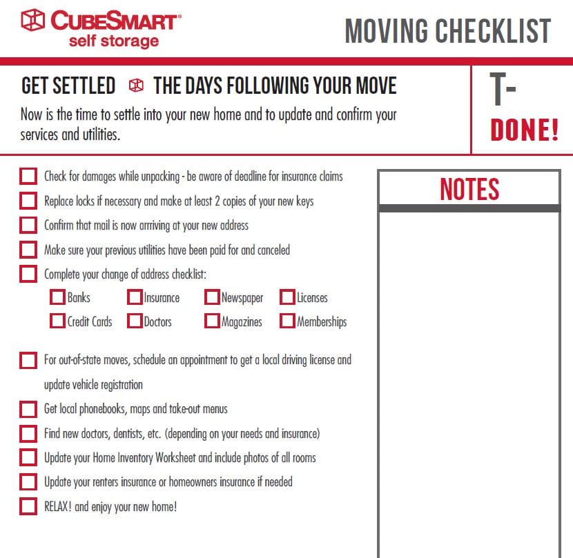 Moving Checklist to Keep You Sane While Relocating CubeSmart