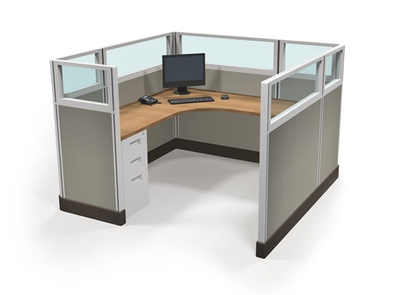 53" Quarter Glass 6' X 6' Office Cubicle W/ 1/4 Glass.