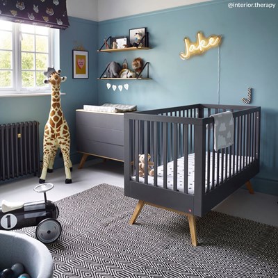 Vox Nature Baby And Toddler Cot Bed In Dark Grey & Oak Vox Cuckooland