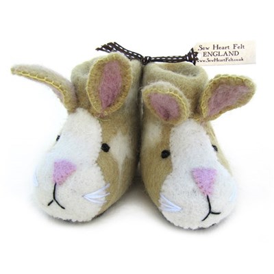Children's Animal Slippers In Ruby Rabbit Design Sew Heart Felt