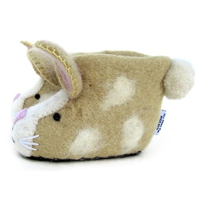 Children's Animal Slippers In Ruby Rabbit Design Sew Heart Felt