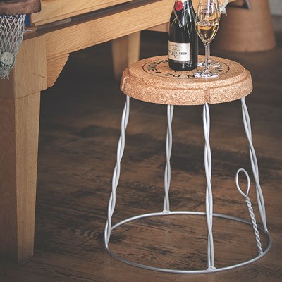 Side Table In Champagne Cork Wire Cage Design Xl Cork Cuckooland