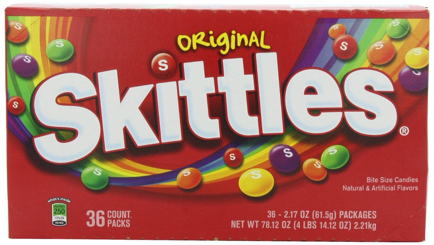 Skittles Original, 2.17 oz Each, 10 Boxes of 36 Packs, 360 Total