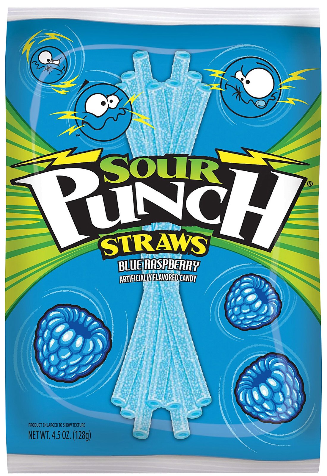 Sour Punch Straws Blue Raspberry, 4.5 oz Each, 24 Total