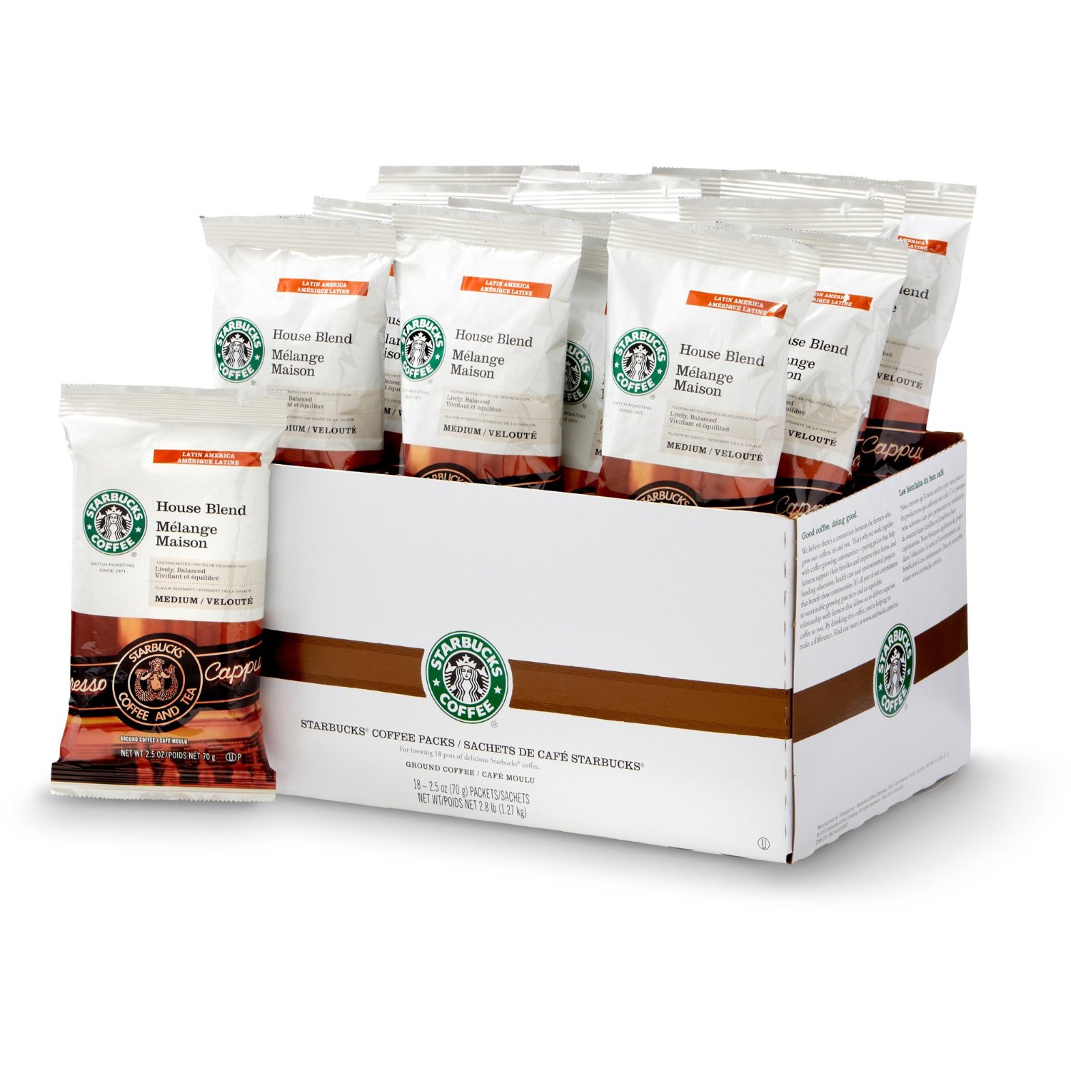 Starbucks House Blend Coffee Portion Pack, 2.5 oz ea. 72 Total