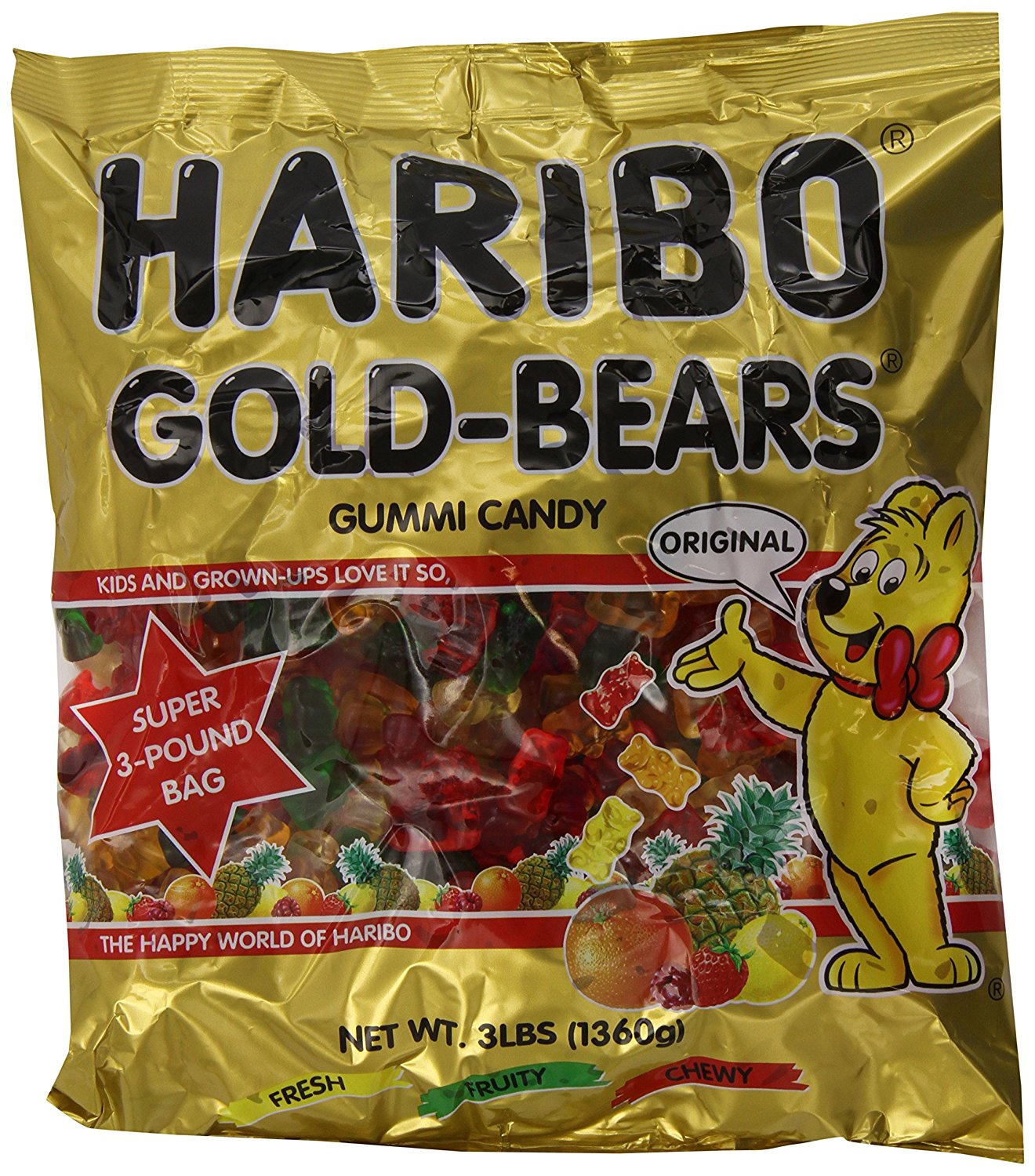 Haribo Gummies Bears Gold, 3 lb Each, 4 Total