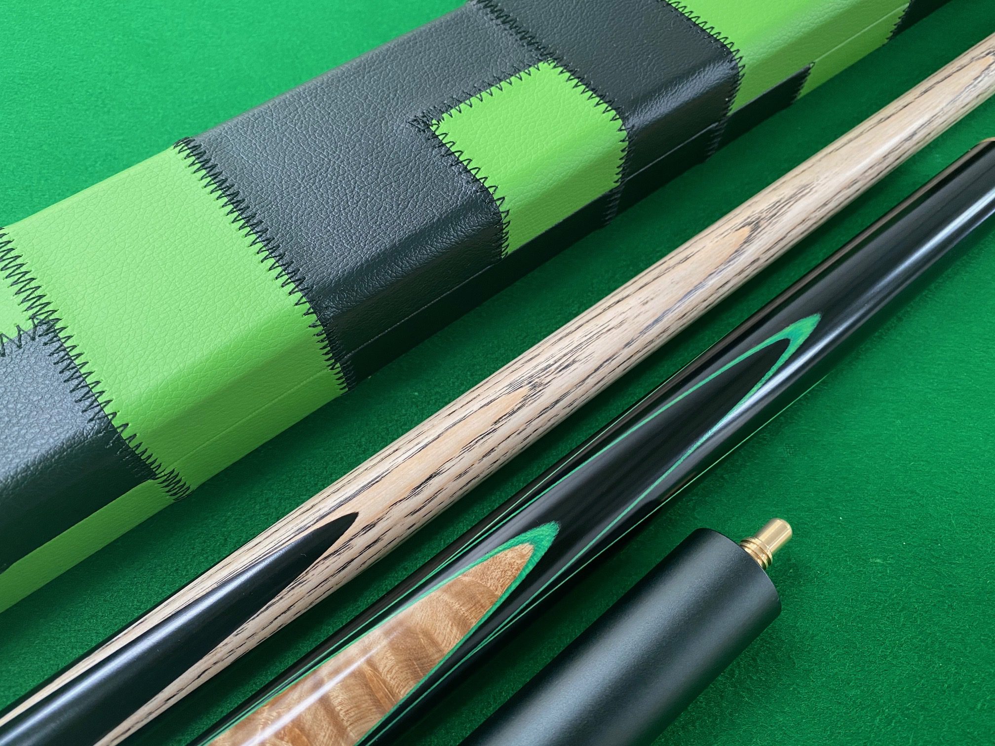 Cuephoria 3/4 Snooker Pool Cue & Green & Black Case Set 9mm Tip