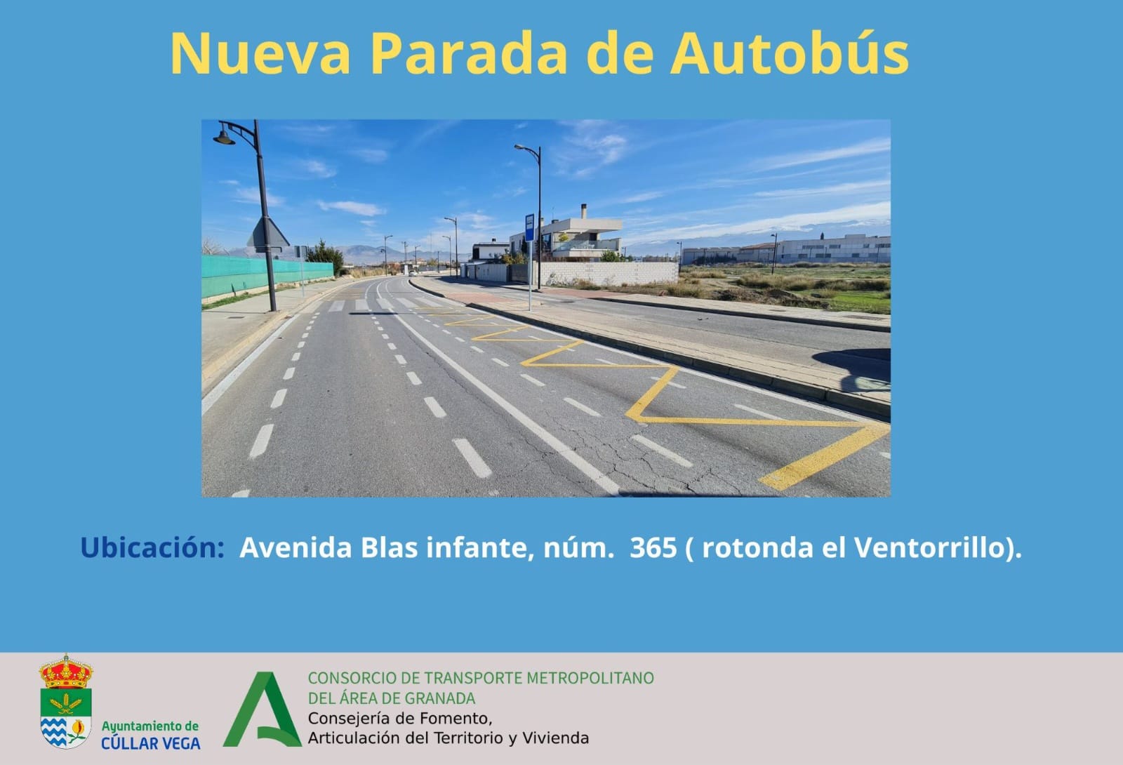 Nueva parada de Autobús en Avda. Blas Infante de Cúllar Vega Ayto