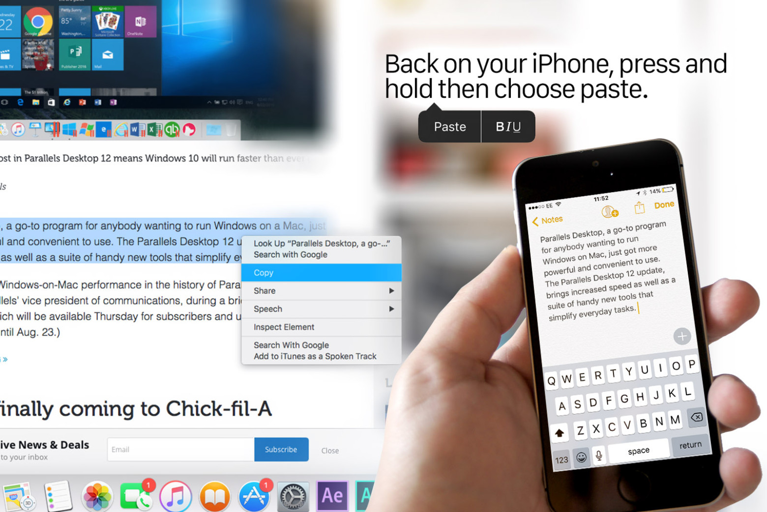Use Universal Clipboard to copy on one device, paste on