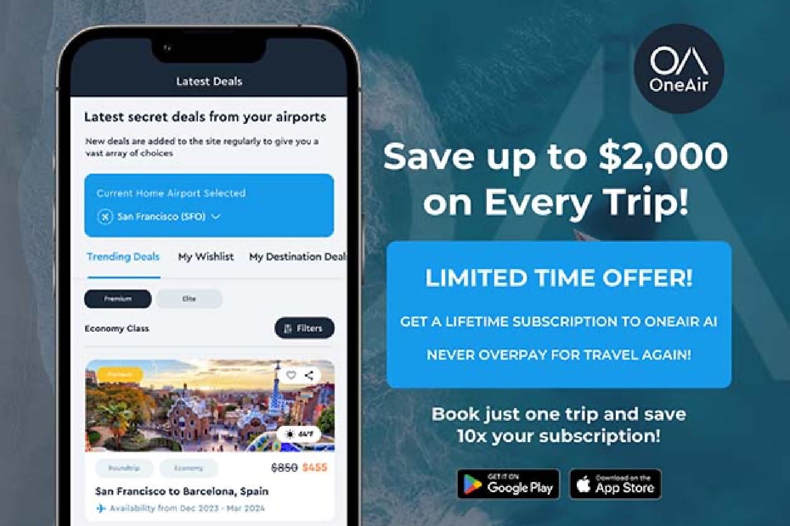 AI travel app OneAir finds cheap flights, hotels and rental cars