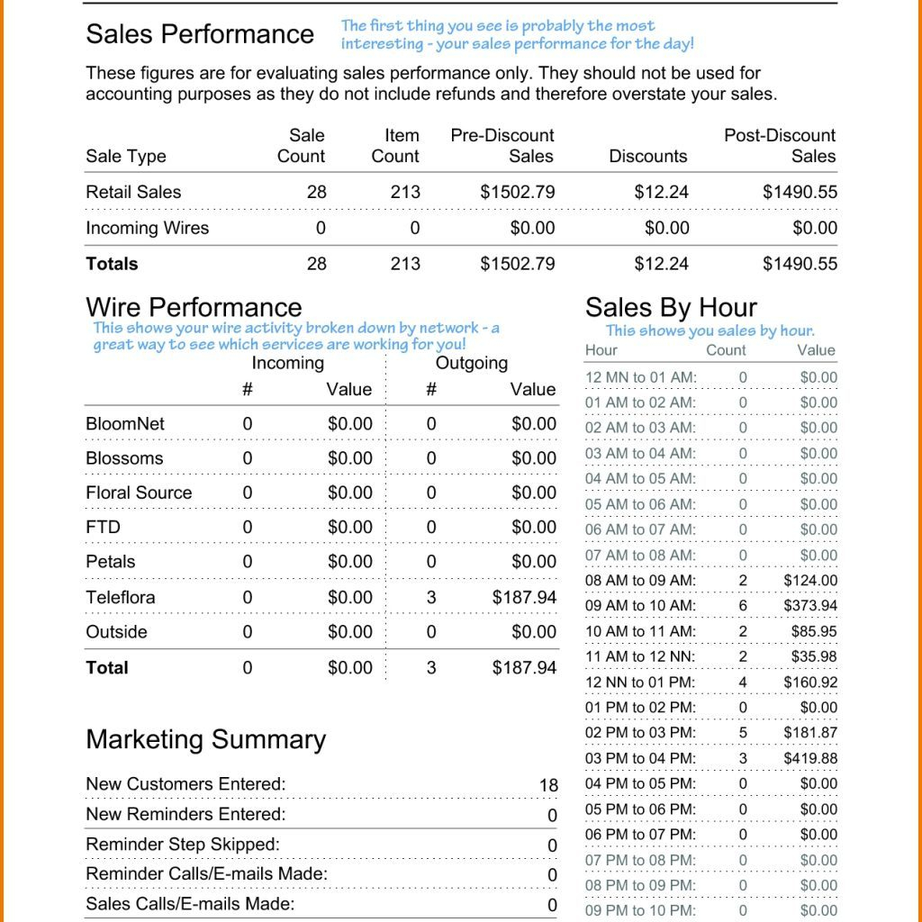 Daily Sales Report Template Excel Free