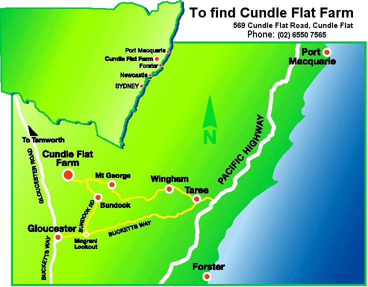 Map to Camp Cundle Flat Farm Riverside Camping Holidays Manning River