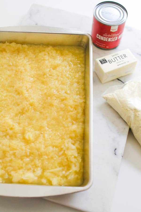 Fruity Pineapple Dump Cake with Condensed Milk Cupcakes and Cutlery
